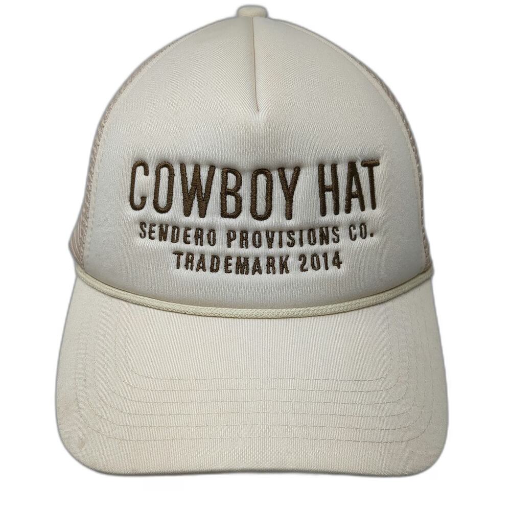 Sendero Provisions Co. Trucker Hat Beige OSFM Cowboy Hat Graphic Snapback Rope